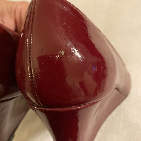 PATENT MADELINE STUART PEEP-TOE WEDGES-sz 6.5 - Picture 5 of 7
